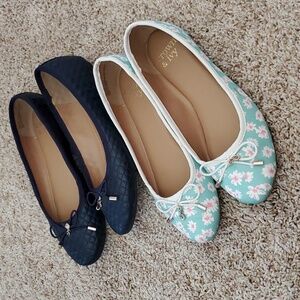 2 pair EUC Crown&Ivy flat ballet Ladies' shoes size 6